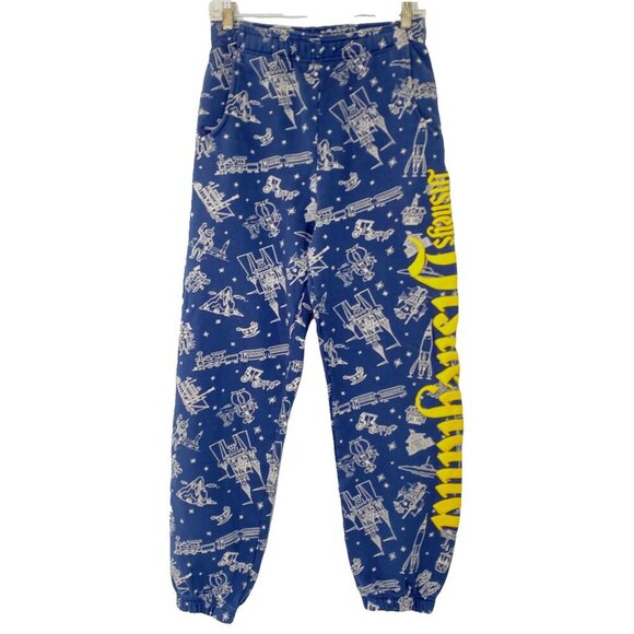 Disney 100 Disneyland Resort Sweat Pants Adult Unisex size XS Blue Yellow - Picture 1 of 13